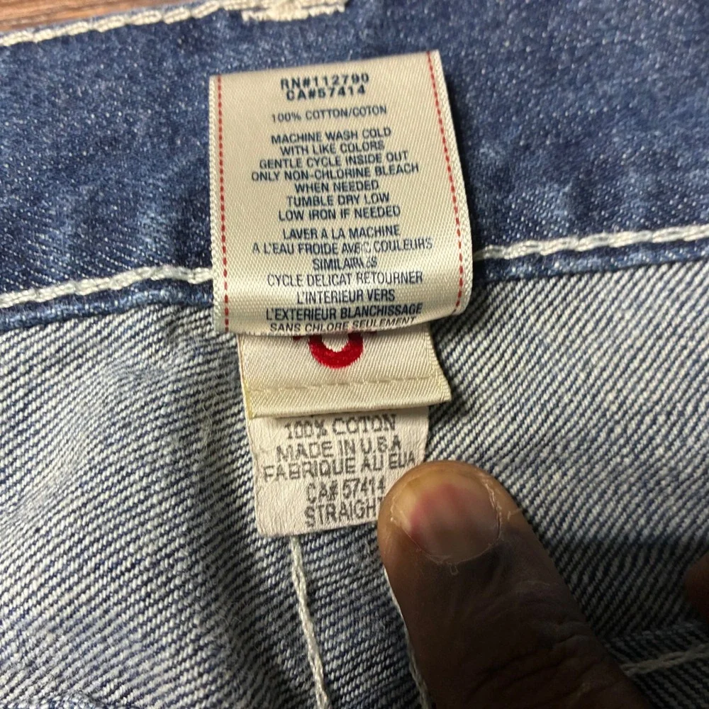 Vtg True Religion Ricky Straight Jeans Mens 36x33 Blue Paisley Pocket Flap USA